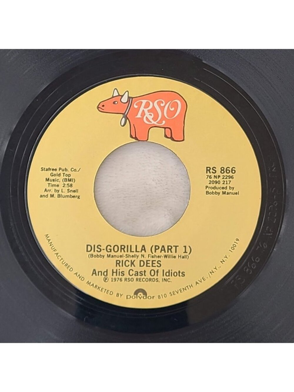 Rick Dees And His Cast Of Idiots – Dis-Gorilla 45 RPM 7" Vinyl  1976 RSO RS  866